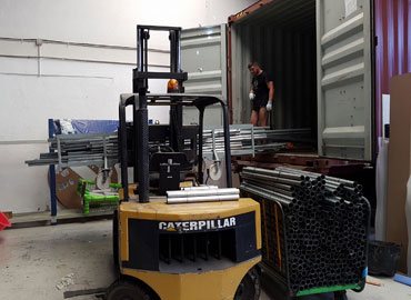 indoor playground equipment unloaded with forklift