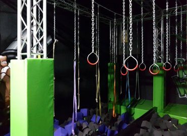 Ninja warrior training course traverse rings at Flip Out, Chester