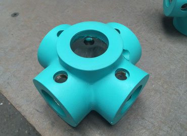 Powder-coated connector in blue