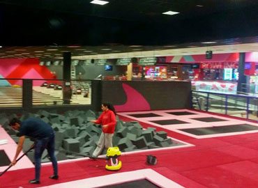 Trampoline park installed - final touches